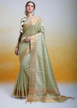 Load image into Gallery viewer, Pistachio Green Zari Woven Cotton Silk Saree