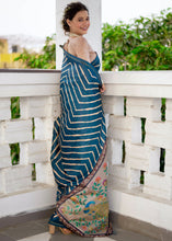 Load image into Gallery viewer, Egyptian Blue Digital Printed Soft Silk Saree