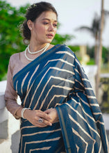 Load image into Gallery viewer, Egyptian Blue Digital Printed Soft Silk Saree