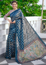 Load image into Gallery viewer, Egyptian Blue Digital Printed Soft Silk Saree