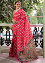 Load image into Gallery viewer, Brink Pink Digital Printed Soft Silk Saree
