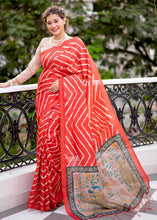 Load image into Gallery viewer, Ferrari Red Digital Printed Soft Silk Saree