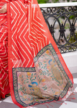 Load image into Gallery viewer, Ferrari Red Digital Printed Soft Silk Saree