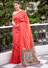 Load image into Gallery viewer, Ferrari Red Digital Printed Soft Silk Saree
