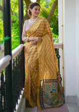 Load image into Gallery viewer, Mustard Yellow Digital Printed Soft Silk Saree