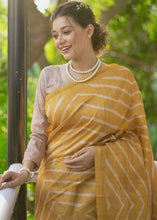 Load image into Gallery viewer, Mustard Yellow Digital Printed Soft Silk Saree
