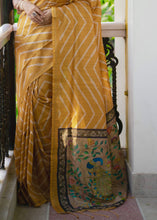 Load image into Gallery viewer, Mustard Yellow Digital Printed Soft Silk Saree