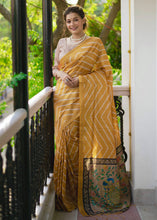 Load image into Gallery viewer, Mustard Yellow Digital Printed Soft Silk Saree
