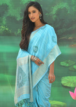 Load image into Gallery viewer, Maya Blue Jacquard Weaving Designer Silk Saree