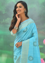 Load image into Gallery viewer, Maya Blue Jacquard Weaving Designer Silk Saree