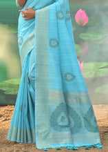 Load image into Gallery viewer, Maya Blue Jacquard Weaving Designer Silk Saree