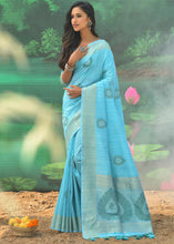 Load image into Gallery viewer, Maya Blue Jacquard Weaving Designer Silk Saree