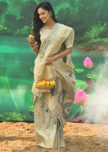 Load image into Gallery viewer, Tea Green Jacquard Weaving Designer Silk Saree