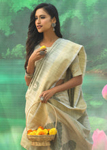 Load image into Gallery viewer, Tea Green Jacquard Weaving Designer Silk Saree