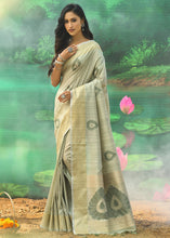 Load image into Gallery viewer, Tea Green Jacquard Weaving Designer Silk Saree