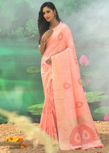 Load image into Gallery viewer, Salmon Pink Jacquard Weaving Designer Silk Saree