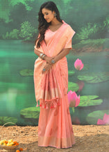 Load image into Gallery viewer, Salmon Pink Jacquard Weaving Designer Silk Saree
