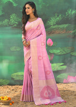 Load image into Gallery viewer, Lemonade Pink Jacquard Weaving Designer Silk Saree