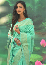 Load image into Gallery viewer, Spring Green Jacquard Weaving Designer Silk Saree