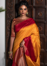 Load image into Gallery viewer, Saffron Yellow Designer Woven South Silk Saree