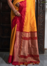 Load image into Gallery viewer, Saffron Yellow Designer Woven South Silk Saree
