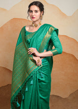 Load image into Gallery viewer, Rama Green Self Weaving Banarasi Silk Saree