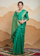 Load image into Gallery viewer, Rama Green Self Weaving Banarasi Silk Saree