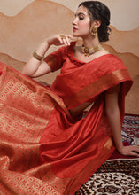 Load image into Gallery viewer, Crimson Red Self Weaving Banarasi Silk Saree