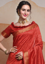 Load image into Gallery viewer, Crimson Red Self Weaving Banarasi Silk Saree
