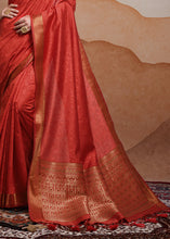 Load image into Gallery viewer, Crimson Red Self Weaving Banarasi Silk Saree