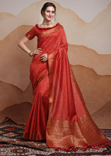 Load image into Gallery viewer, Crimson Red Self Weaving Banarasi Silk Saree