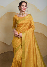 Load image into Gallery viewer, Canary Yellow Self Weaving Banarasi Silk Saree