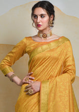 Load image into Gallery viewer, Canary Yellow Self Weaving Banarasi Silk Saree