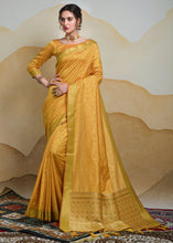 Load image into Gallery viewer, Canary Yellow Self Weaving Banarasi Silk Saree