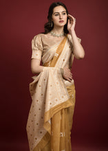 Load image into Gallery viewer, Dijon Yellow Chikankari Woven Chanderi Cotton Saree