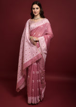 Load image into Gallery viewer, Cerise Pink Chikankari Woven Chanderi Cotton Saree