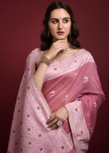 Load image into Gallery viewer, Cerise Pink Chikankari Woven Chanderi Cotton Saree