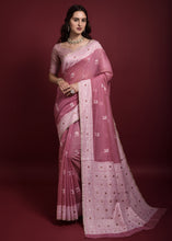 Load image into Gallery viewer, Cerise Pink Chikankari Woven Chanderi Cotton Saree