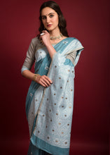 Load image into Gallery viewer, Jay Blue Chikankari Woven Chanderi Cotton Saree