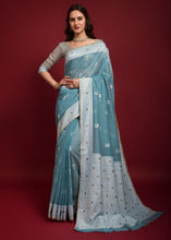 Load image into Gallery viewer, Jay Blue Chikankari Woven Chanderi Cotton Saree