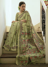 Load image into Gallery viewer, Pista Green Kalamkari Printed Soft Tussar Silk Saree