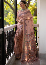 Load image into Gallery viewer, Peach Pink Kalamkari Printed Soft Tussar Silk Saree