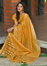 Load image into Gallery viewer, Mustard Yellow Woven Cotton Saree with Butti Overall