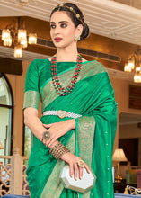 Load image into Gallery viewer, Clover Green Woven Two Tone Soft Silk Saree