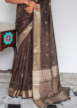 Load image into Gallery viewer, Taupe Brown Zari Woven Tussar Silk Saree
