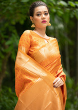 Load image into Gallery viewer, Gold Yellow Self Weaving Banarasi Silk Saree with Zari Border &amp; Pallu