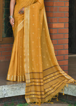 Load image into Gallery viewer, Mustard Yellow Woven Cotton Saree with Butti Overall