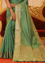Load image into Gallery viewer, Jade Green Woven Soft Banarasi Silk Saree