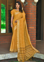 Load image into Gallery viewer, Mustard Yellow Woven Cotton Saree with Butti Overall