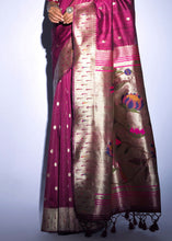 Load image into Gallery viewer, Fandango Purple Zari Woven Paithani Tussar Silk Saree